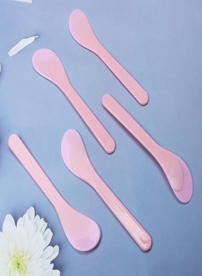 مجموعة ONLYKXY المكونة من 5 قطع من ملاعق التجميل البلاستيكية مقاس 5 بوصات، فرشاة كريم الوجه، مغرفة مكياج، مغرفة طين، ملعقة تجميل قابلة لإعادة الاستخدام، رأس قناع للوشن والمرطبات، للاستخدام المنزلي في الصالونات، لخلط عينات أقنعة الوجه (وردي) - Image 3